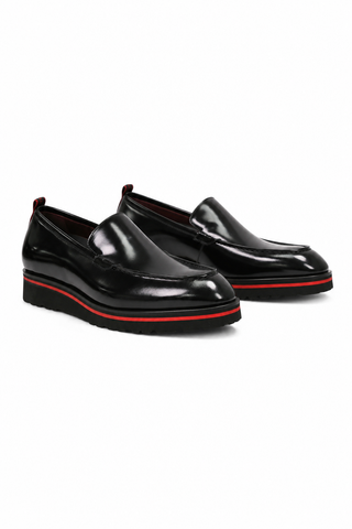 Valentino Deacon 19521 Polished Leather Slip-On Black Loafers (VAL1008)-Dellamoda