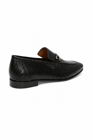 Ambrogio Black Snake Print Leather Horsebit Loafers (AMZ1015)-AmbrogioShoes