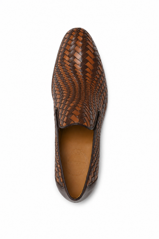 Ambrogio Brown & Cognac Woven Leather Sport Loafers (AMZ1016)-AmbrogioShoes