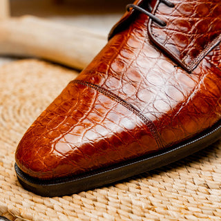 Zelli Italia Andrea Men's Shoe Cognac Crocodile Skin Oxford (ZEL1034)