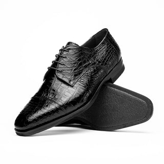 Zelli Italia Andrea Men's Shoe Black Crocodile Skin Oxford (ZEL1034)