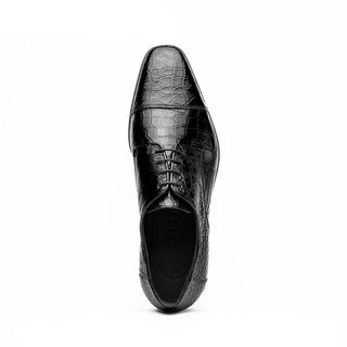 Zelli Italia Andrea Men's Shoe Black Crocodile Skin Oxford (ZEL1034)