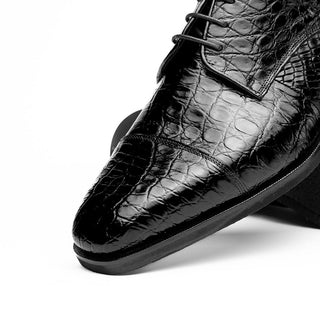 Zelli Italia Andrea Men's Shoe Black Crocodile Skin Oxford (ZEL1034)
