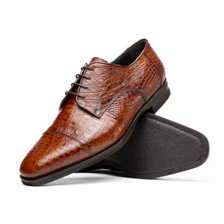 Zelli Italia Andrea Men's Shoe Cognac Crocodile Skin Oxford (ZEL1034)