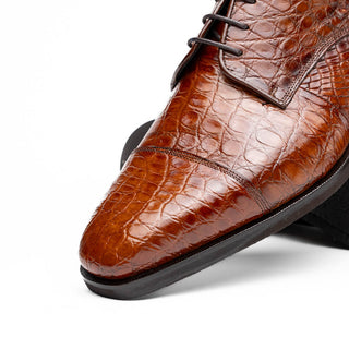 Zelli Italia Andrea Men's Shoe Cognac Crocodile Skin Oxford (ZEL1034)