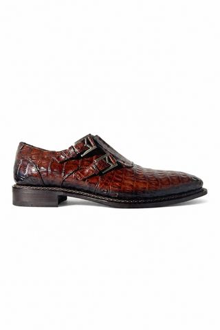 Mezlan 4990-F Crocodile Double Monk-Strap brown front view