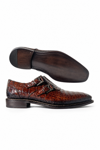 Mezlan 4990-F Crocodile Double Monk-Strap brown outsole view