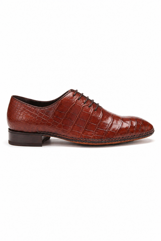 Caporicci Gregory 2542 Alligator Wholecut Oxford Chestnut, right-facing outer-side view