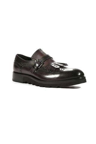 Cesare Paciotti Luxury Italian Men's Buckhold Loafers Black Calf Two Tone Tamponato Designer Shoes (CPM5477)-AmbrogioShoes