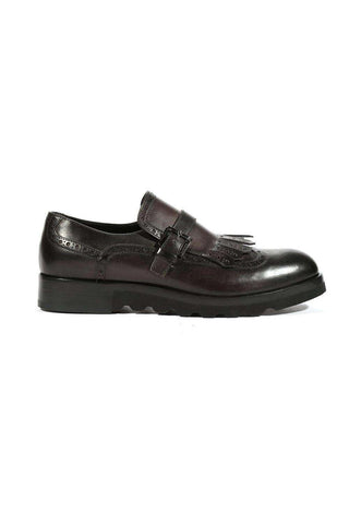 Cesare Paciotti Luxury Italian Men's Buckhold Loafers Black Calf Two Tone Tamponato Designer Shoes (CPM5477)-AmbrogioShoes