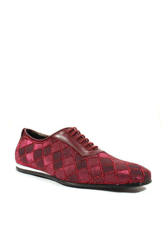 Cesare Paciotti Luxury Italian Men's Designer Shoes Valvet Bordo Soft Melanzana Leather / Fabric Oxfords (CPM2510)-AmbrogioShoes