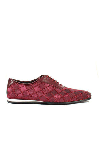 Cesare Paciotti Luxury Italian Men's Designer Shoes Valvet Bordo Soft Melanzana Leather / Fabric Oxfords (CPM2510)-AmbrogioShoes