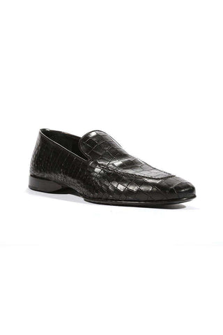 Cesare Paciotti Luxury Italian Men's Loafers Croc Print Cocco Lux Black PK Designer Shoes (CPM5448)-AmbrogioShoes