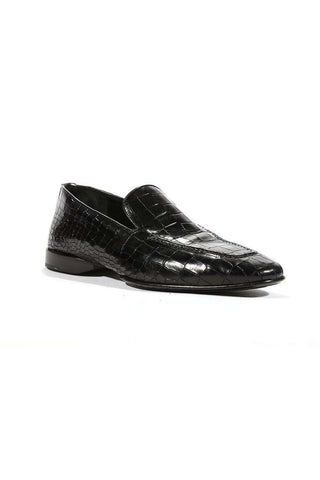 Cesare Paciotti Luxury Italian Men's Loafers Croc Print Cocco Lux Navy Designer Shoes (CPM5449)-AmbrogioShoes