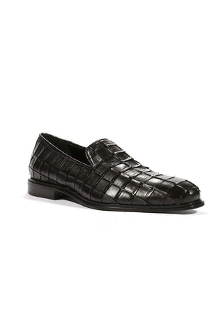 Cesare Paciotti Luxury Italian Men's Loafers Nappa Plisse Black Designer Shoes (CPM5446)-AmbrogioShoes