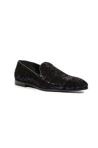 Cesare Paciotti Luxury Italian Men's Loafers Suede Paill Flock EclipseA Navy Designer Shoes (CPM5486)-AmbrogioShoes