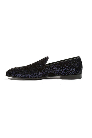 Cesare Paciotti Luxury Italian Men's Loafers Suede Paill Flock EclipseA Navy Designer Shoes (CPM5486)-AmbrogioShoes