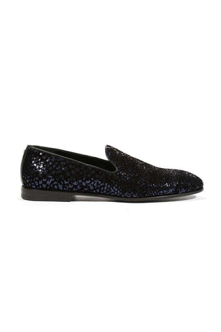 Cesare Paciotti Luxury Italian Men's Loafers Suede Paill Flock EclipseA Navy Designer Shoes (CPM5486)-AmbrogioShoes