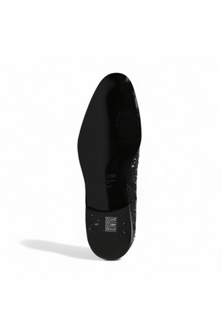 Cesare Paciotti Luxury Italian Men's Paillettes Black Silver Formal Loafers (CPM5107)-AmbrogioShoes