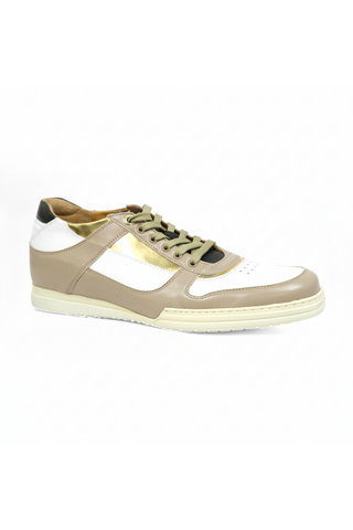 Cesare Paciotti Luxury Italian Men's Sand-White Oro Beige White Gold Sneakers (CPM5122)-AmbrogioShoes