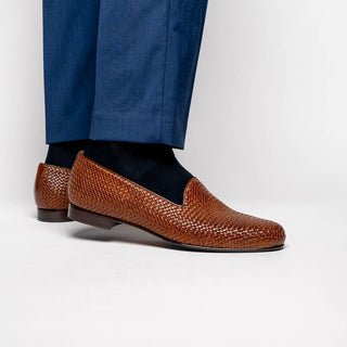 Zelli Italia Cestino Men's Shoes Woven Calf-Skin Leather Slip-On Loafer (ZEL1018)