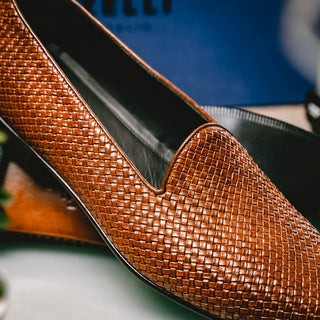 Zelli Italia Cestino Men's Shoes Woven Calf-Skin Leather Slip-On Loafer (ZEL1018)