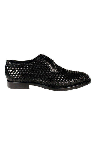 Corvari Designer Men's Designer Shoes Skipper Camoscio Black Woven Leather and Suede Oxfords (COR1006)-AmbrogioShoes