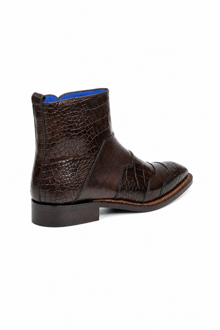 Lucio Embossed Leather Boot (EF1216)-Dellamoda