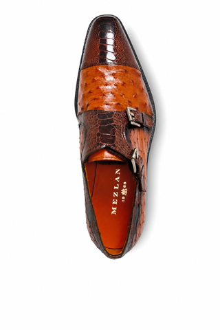Dellamoda luxury image 05 · BROWN/BRANDY · Mezlan SX4957-SP Ostrich / Lizard Double Monk-Strap · BROWN/BRANDY