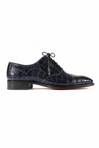 Dellamoda luxury image 01 · BLUE · Mezlan 13993-F Dublin Crocodile Cap-Toe Oxford · BLUE