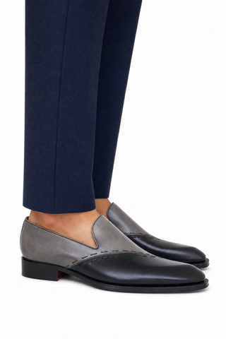 Dellamoda luxury image 06 · LIGHT/DARK GRAY · Emilio Franco Vittorio Leather Slip-On Loafer · LIGHT/DARK GRAY