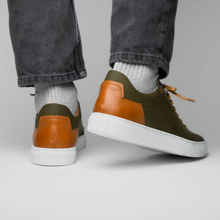 Zelli Italia Diaz Men's Shoes Olive Rubberized Calf-Skin Leather Sneaker (ZEL1062)