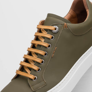 Zelli Italia Diaz Men's Shoes Olive Rubberized Calf-Skin Leather Sneaker (ZEL1062)