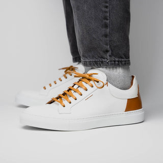 Zelli Italia Diaz Men's Shoes White Rubberized Calf-Skin Leather Sneaker (ZEL1062)