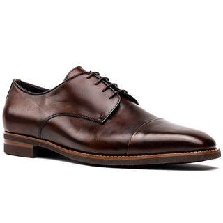 Zelli Italia Enzo Men's Shoes Chestnut Calf-Skin Leather Cap-toe Oxford (ZEL1040)