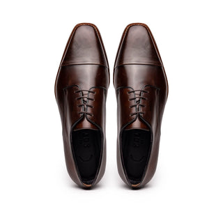 Zelli Italia Enzo Men's Shoes Chestnut Calf-Skin Leather Cap-toe Oxford (ZEL1040)