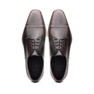 Zelli Italia Enzo Men's Shoes Gray Calf-Skin Leather Cap-toe Oxford (ZEL1040)