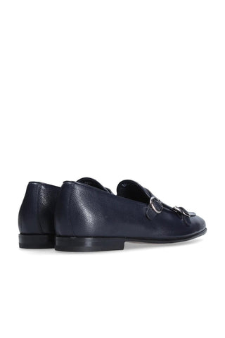 Franceschetti Ravenna Blue Tumbled Calf-Skin Leather Double Buckle Belgian Loafers (FCCT1002)-AmbrogioShoes