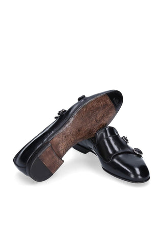 Franceschetti Sirio Black Horse Leather Double Buckle Belgian Loafers (FCCT1004)-AmbrogioShoes