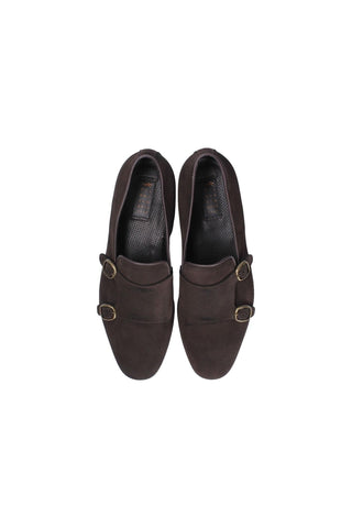 Franceschetti Yari Brown Suede Double Buckle Belgian Loafers (FCCT1006)-AmbrogioShoes