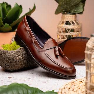 Zelli Italia Franco Men's Shoes Cognac Calf-Skin Tassel Loafer (ZEL1027)