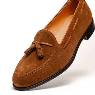 Zelli Italia Franco Men's Shoes Tobacco Suede Calf-Skin Tassel Loafer (ZEL1025)