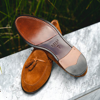 Zelli Italia Franco Men's Shoes Tobacco Suede Calf-Skin Tassel Loafer (ZEL1025)