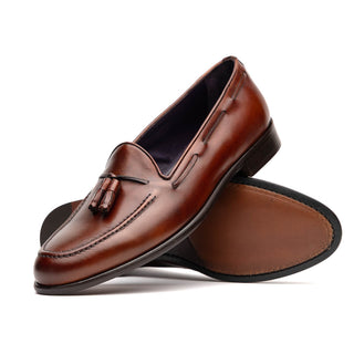 Zelli Italia Franco Men's Shoes Cognac Calf-Skin Tassel Loafer (ZEL1027)