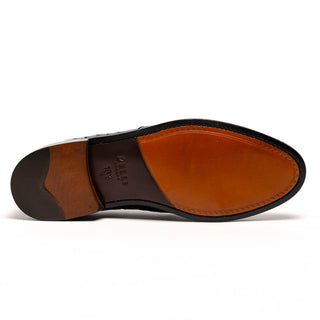 Zelli Italia Franco Men’s Shoes Black Ostrich Skin Tassel Loafer (ZEL1015)