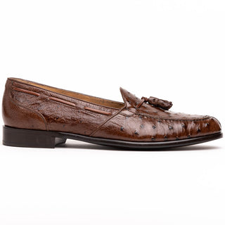 Zelli Italia Franco Men’s Shoes Brown Ostrich Skin Tassel Loafer (ZEL1015)