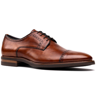 Zelli Italia Giovanni Men's Shoes Cognac Calf-Skin Leather Cap-toe Oxford (ZEL1038)