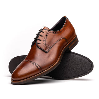 Zelli Italia Giovanni Men's Shoes Cognac Calf-Skin Leather Cap-toe Oxford (ZEL1038)