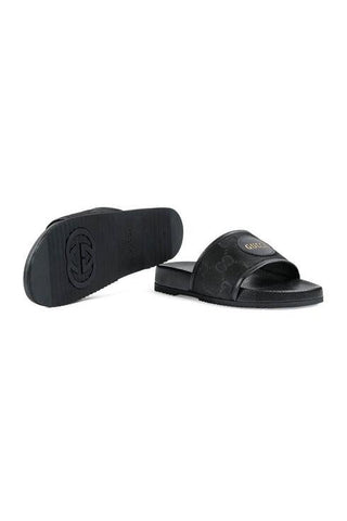 Gucci 644754 H9H90 1000 Black GG Econyl Fabric "Off The Grid " Slide Sandals (GGM1740)-AmbrogioShoes