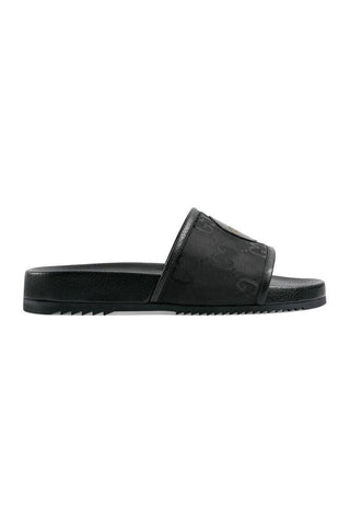 Gucci 644754 H9H90 1000 Black GG Econyl Fabric "Off The Grid " Slide Sandals (GGM1740)-AmbrogioShoes